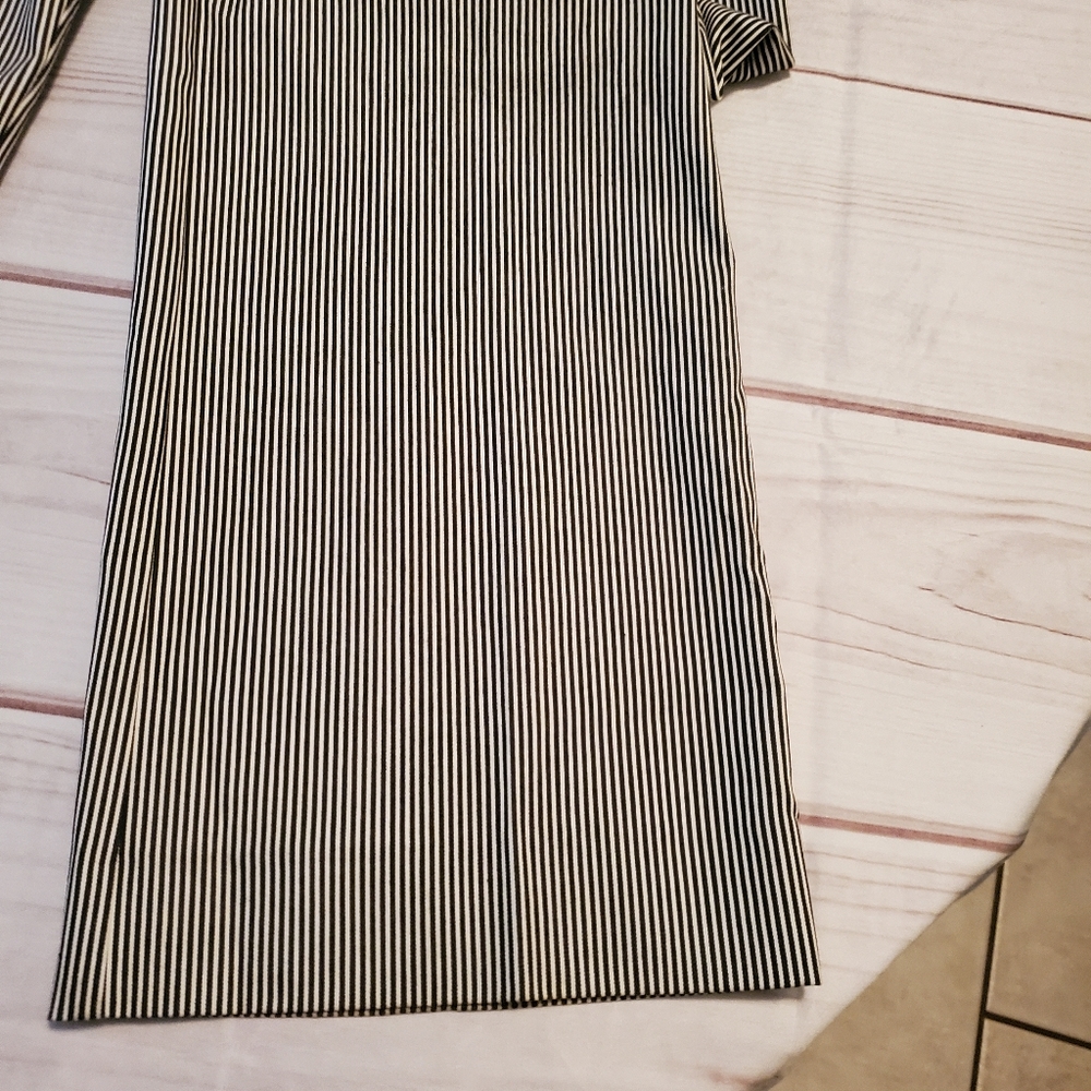 Style & Co Stretch Navy Blue White vertical Pinstripe wide leg long pants 12 - Picture 6 of 6